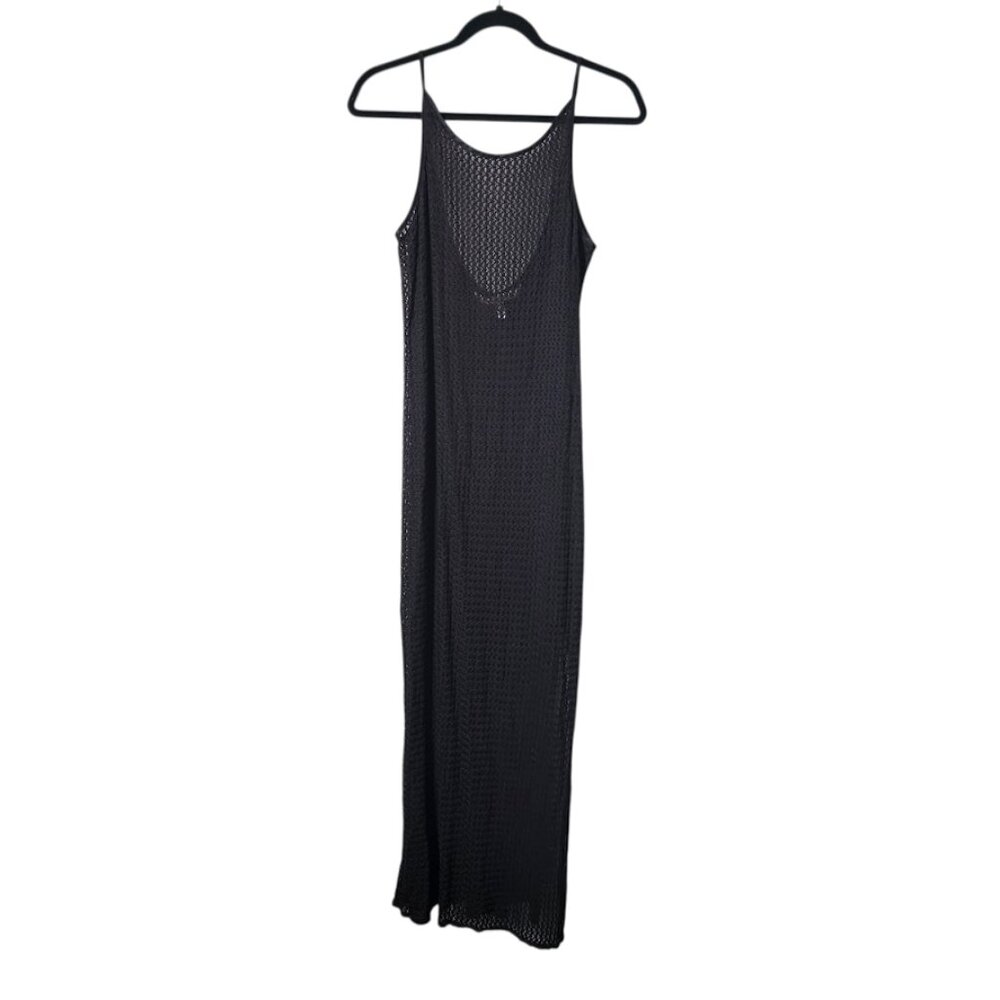 VICTORIA'S SECRET 90s high neckline sheer swim cover resortwear dress black